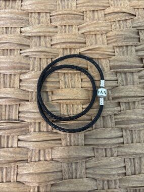 Pandora Black Braided Leather Double Wrap Bracelet with Silver-Tone Clasp